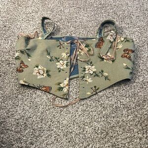 Floral Lace-Up Corset Top